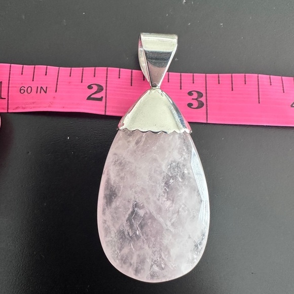 Laborite & pink quartz bead necklace with pendant by Jay King - Picture 10 of 14